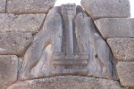 The Lion Gate.  Covering each doorway is this thin triangular medallion.  The heavy stone is always cut back to insure the Lintel does not crack from the weight above it.