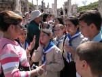 Wendy and school kids at Ephesus
